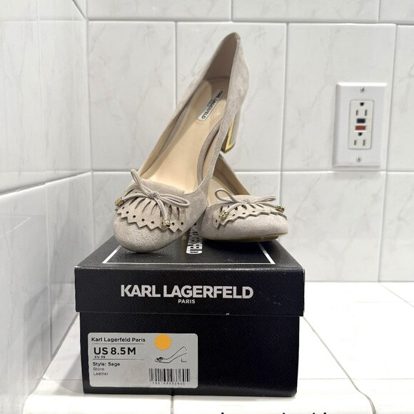 Karl Lagerfeld Paris Women's Suede "Sage" Pump in Stone Color Sz 8.5M NIB - Picture 6 of 10
